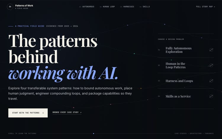 GPT 5.6 home screen: The patterns behind working with AI, with a list of the four patterns on the right